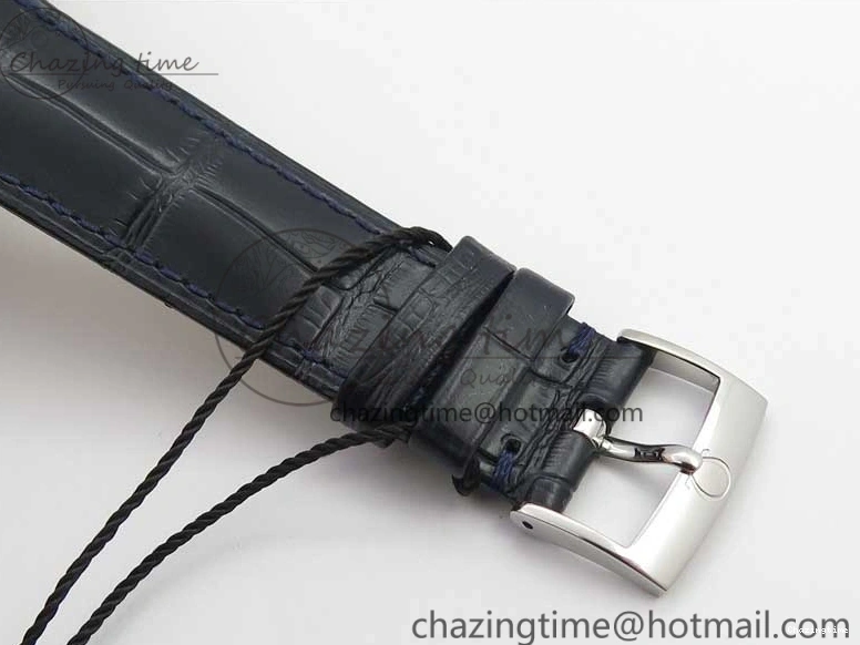 0327 Timeless De Ville Prestige Real PR SS ZF 1:1 Best Edition Gray Dial Blue Markers on Blue Leather Strap MIYOTA 7936